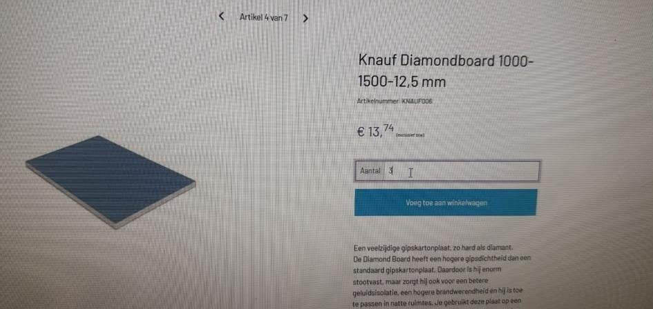Knauf Daimondboard, Ophalen, Overige materialen, 10 tot 15 m², 12 cm of meer