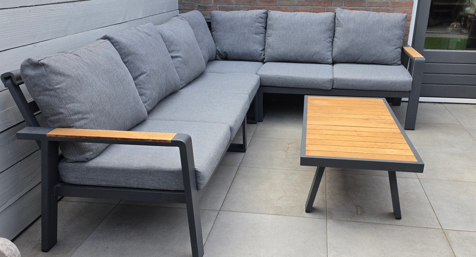 Loungeset Salvo Antra antraciet, Ophalen, 5 zitplaatsen, Bank, Aluminium
