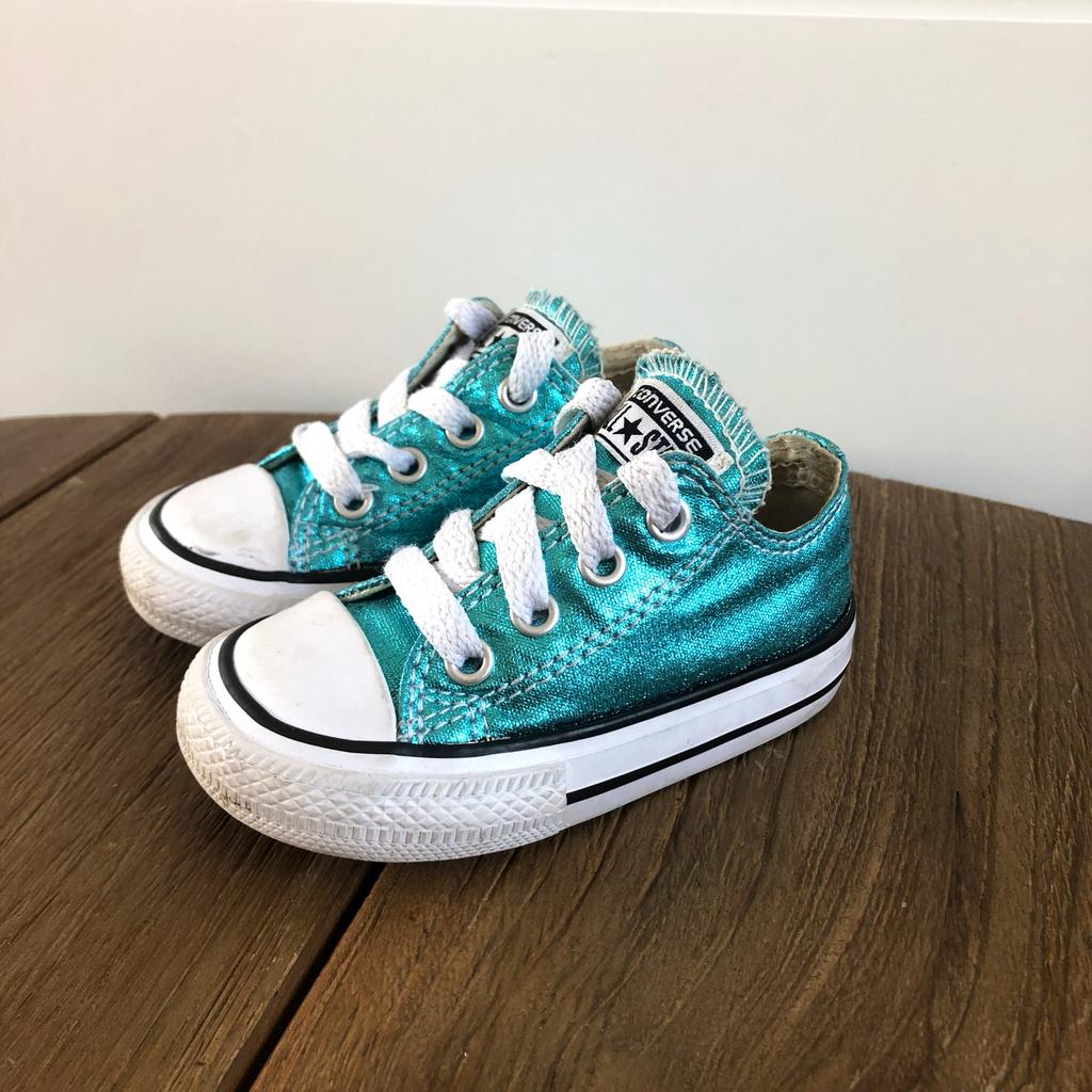Converse All Star babyschoentjes turquoise glitter maat 20, Ophalen of Verzenden, Nieuw, Jongen of Meisje, Schoenen