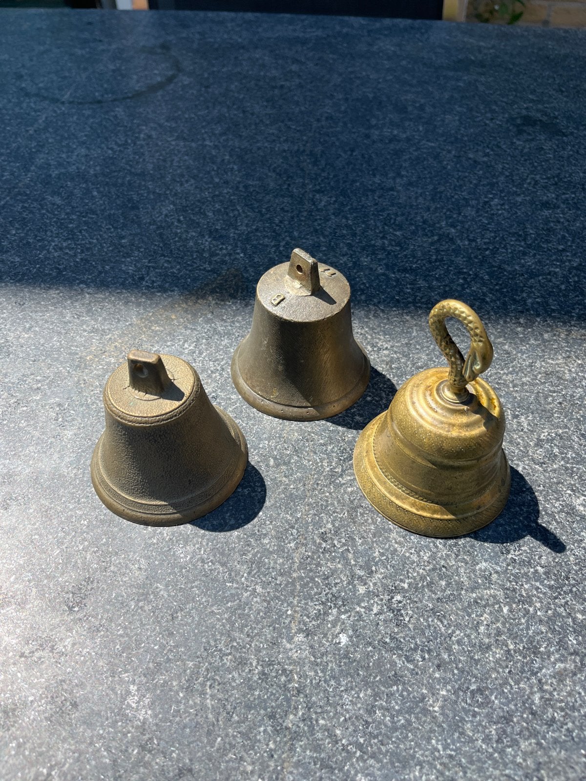 Set van 3 Antieke koperen Bellen, Antiek en Kunst, Antiek | Koper en Brons, Ophalen of Verzenden, Brons