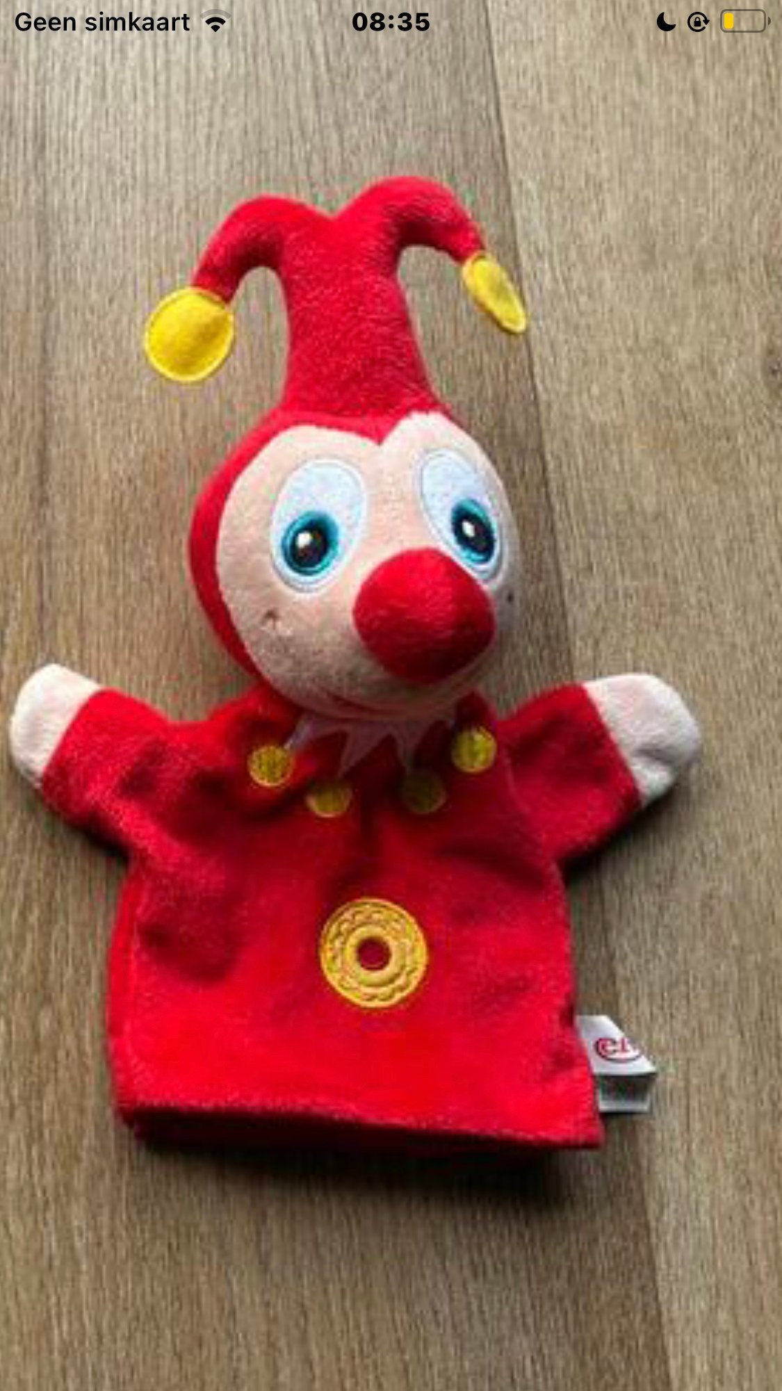 Efteling Jokie handpop - Zo goed als nieuw, Overige typen, Ophalen of Verzenden, Zo goed als nieuw, Efteling