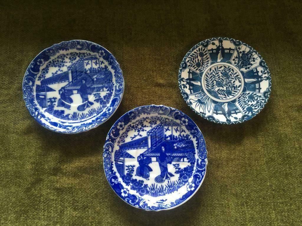3 Prachtige oude blauwe schoteltjes te koop, Ophalen of Verzenden