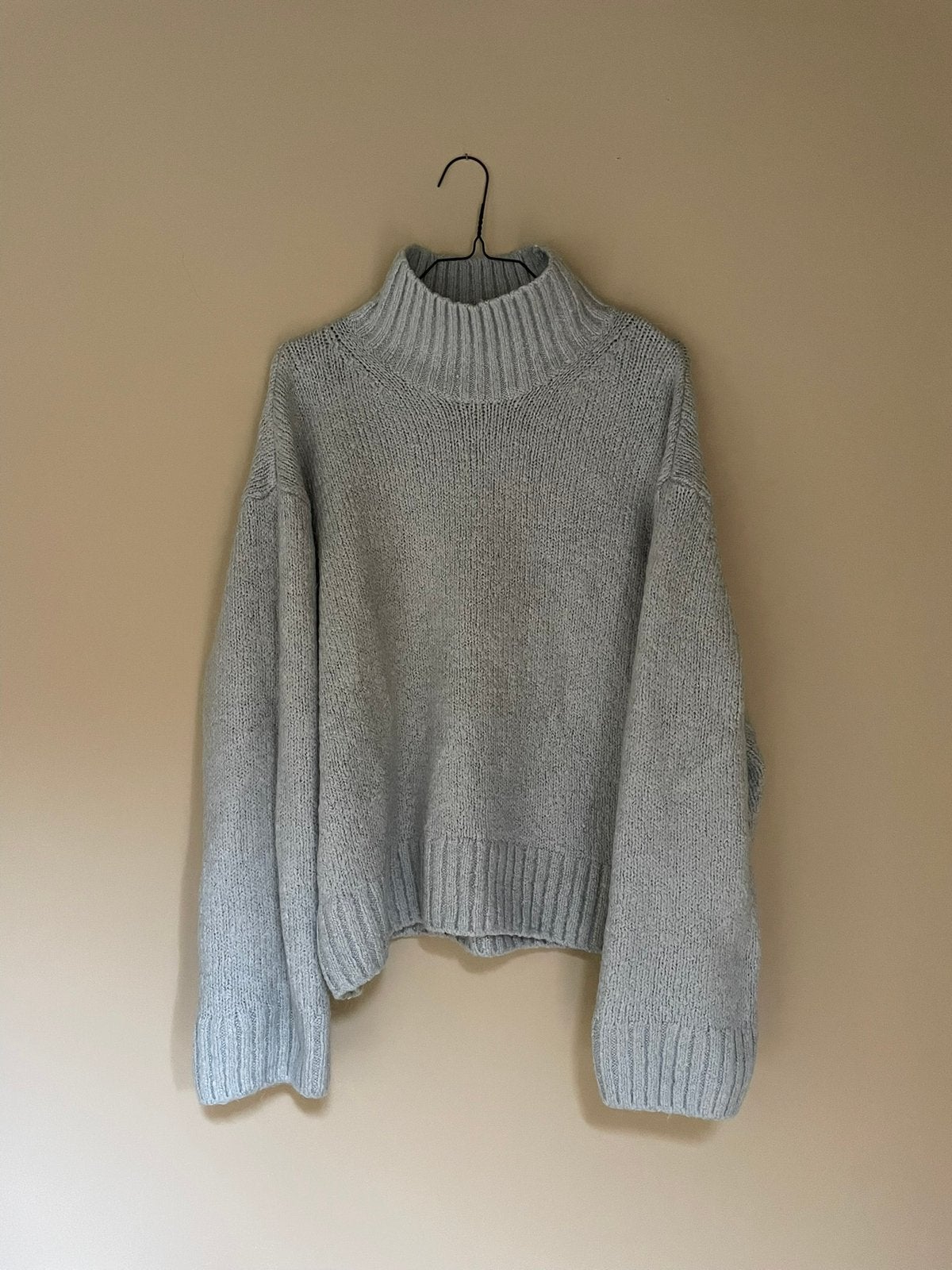 H&M - alpaca wollen coltrui turqoise - maat M, Ophalen of Verzenden, Zo goed als nieuw, Maat 38/40 (M), Blauw