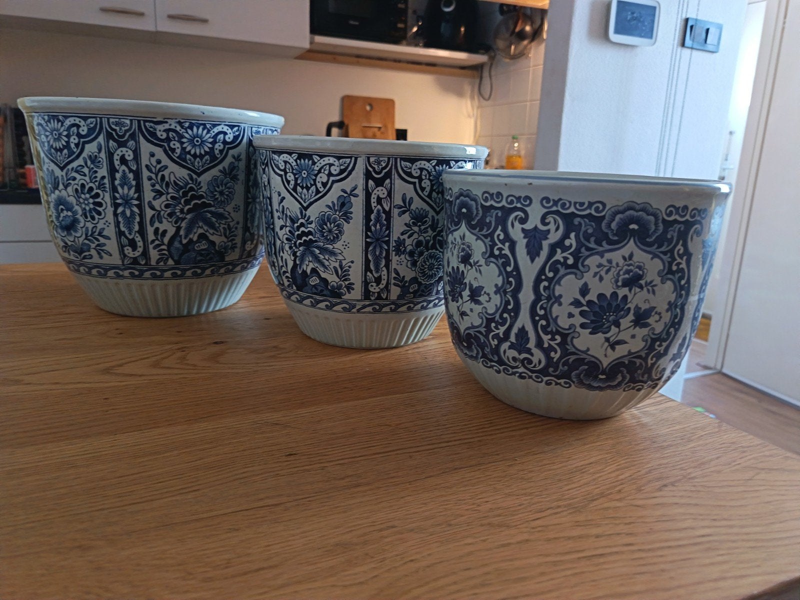 Set van 3 Delfts blauwe bloempotten van Royal Sphinx, Antiek en Kunst, Ophalen of Verzenden