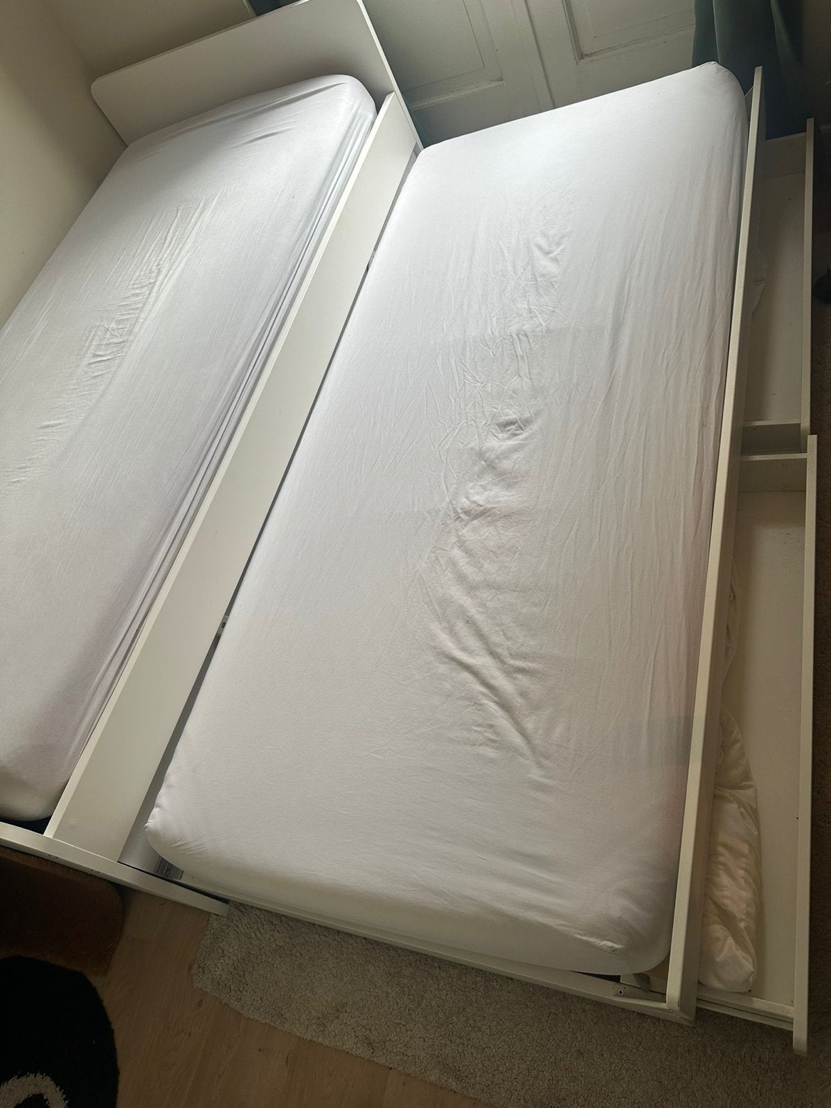 IKEA Släkt uitschuifbed 90x200 cm met 2 lades, Ophalen, 85 tot 100 cm, Zo goed als nieuw, Lattenbodem
