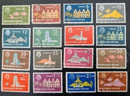 Nederlandse Antillen 1958 - nvph 275-290 - Landschappen, Postzegels en Munten, Ophalen of Verzenden, Gestempeld