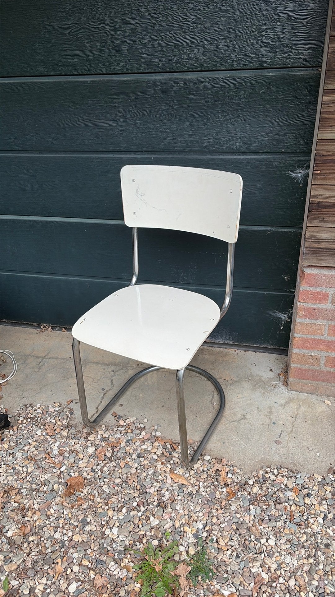 Vintage Auping 656 buisframe stoel sledestoel, Ophalen, Gebruikt, Vintage industrieel design, Wit