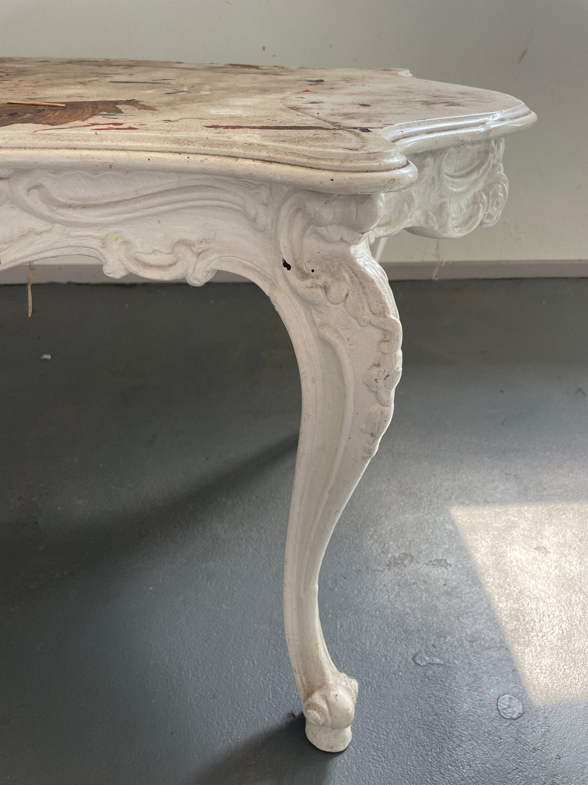 Witte Barok Salontafel - 55x107x65 cm, Huis en Inrichting, Ophalen, 50 – 75, Gebruikt, 100 tot 150 cm