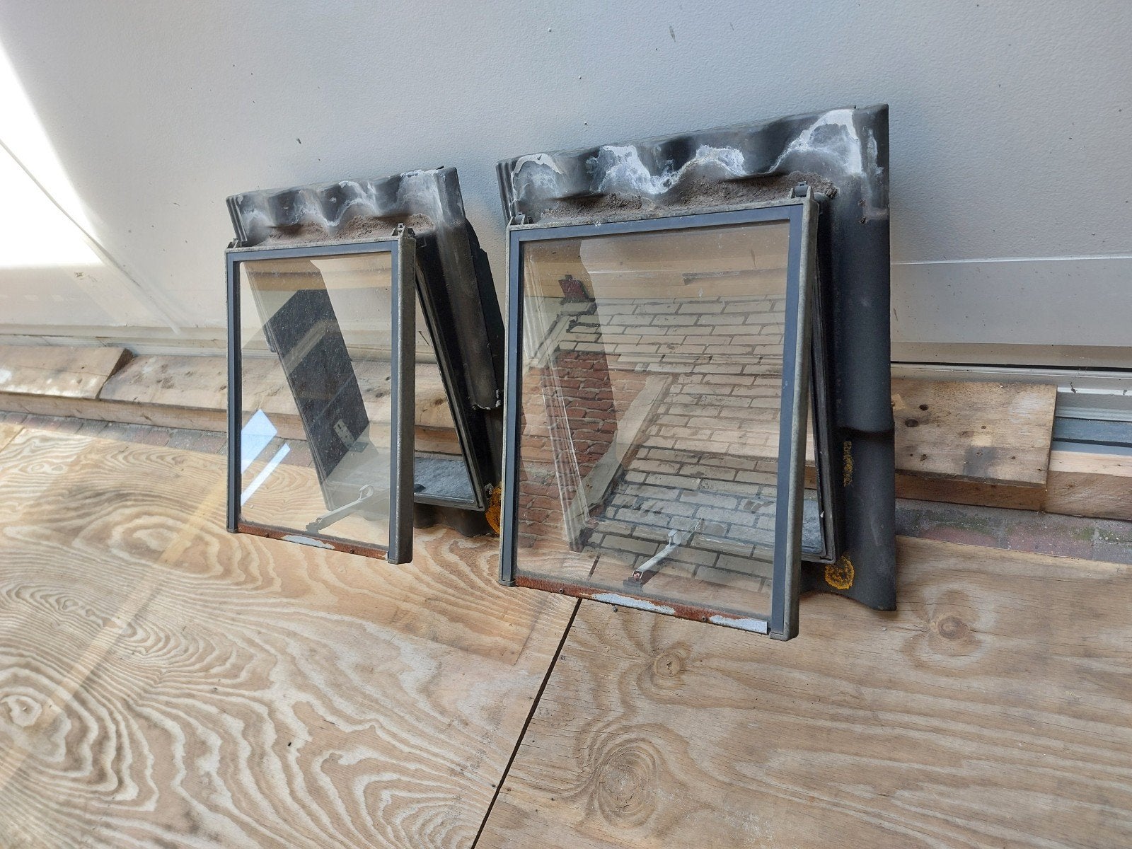 Enkelglas dakraampjes - Set van 2, Doe-het-zelf en Verbouw, Glas en Ramen, Ophalen, Gebruikt, Minder dan 80 cm, Minder dan 80 cm