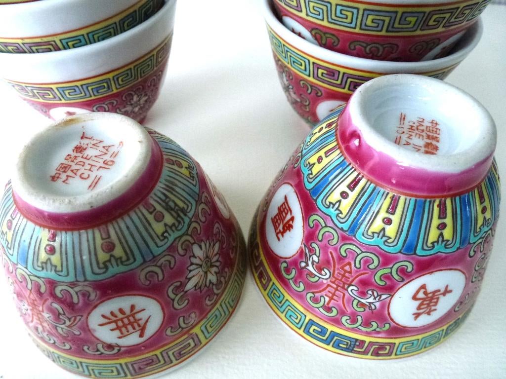 Chinese Mun Shou Longvity 4 kommetjes in zeer goede staat, Antiek en Kunst, Antiek | Servies los, Ophalen of Verzenden