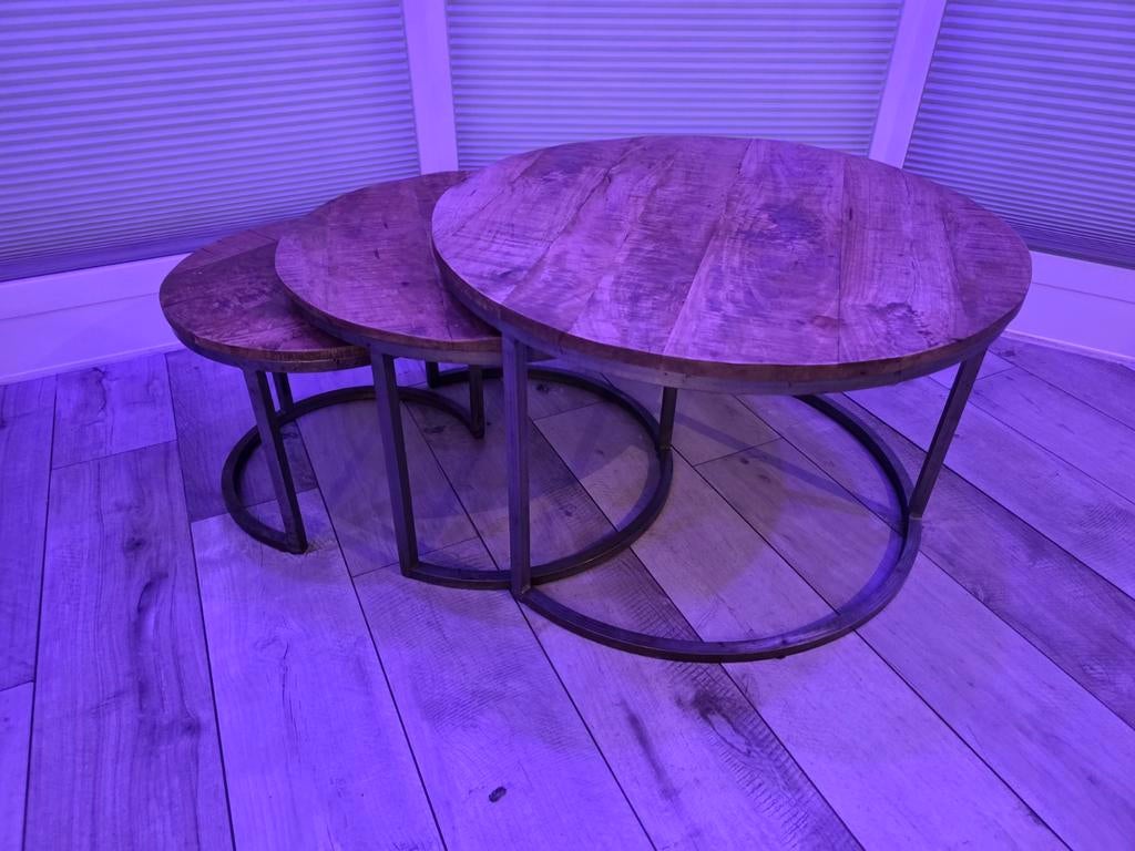 3 prachtige ronde tafeltjes, Ophalen, 50 tot 100 cm, Rond, 50 tot 100 cm
