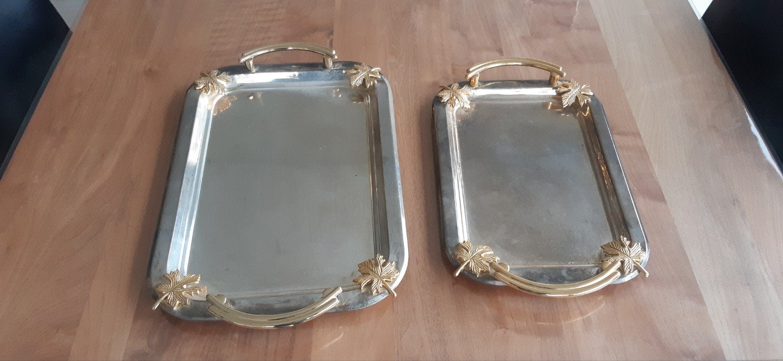2 antieke schalen-dienbladen, Ophalen of Verzenden