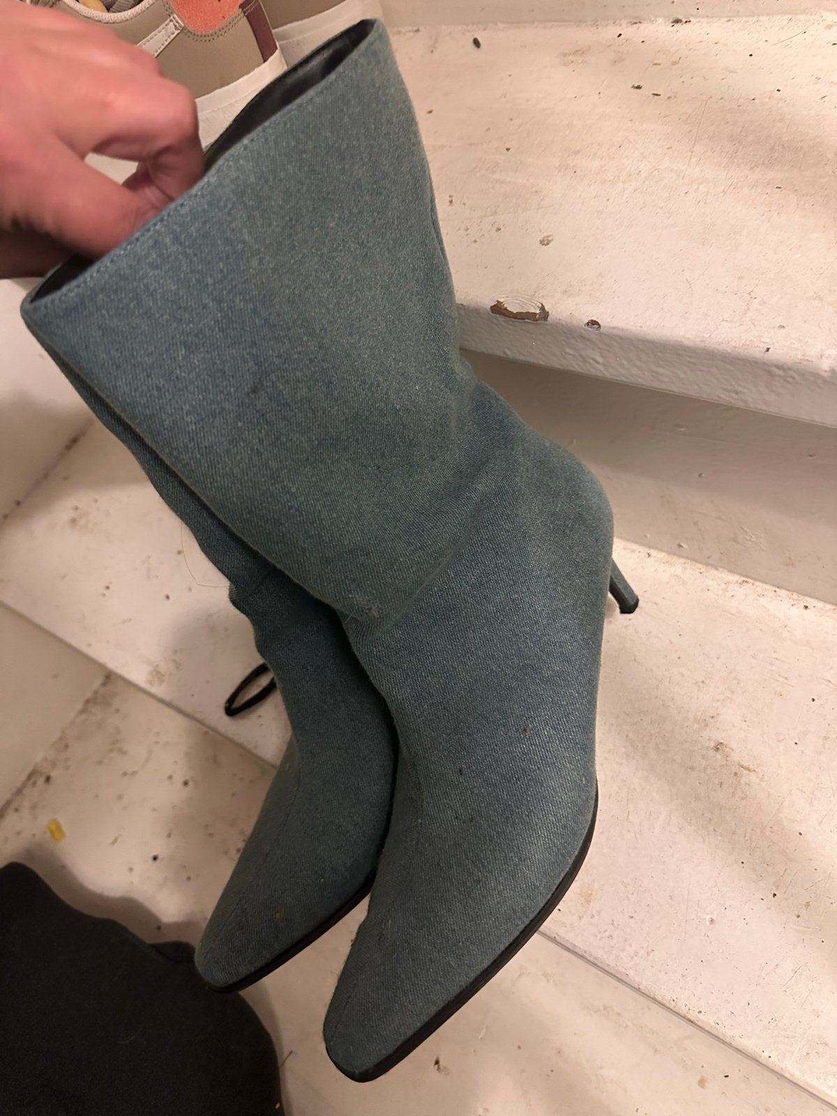 Stijlvolle denim enkellaarzen - Maat 40, Ophalen of Verzenden, Gedragen, Blauw, Lage of Enkellaarzen