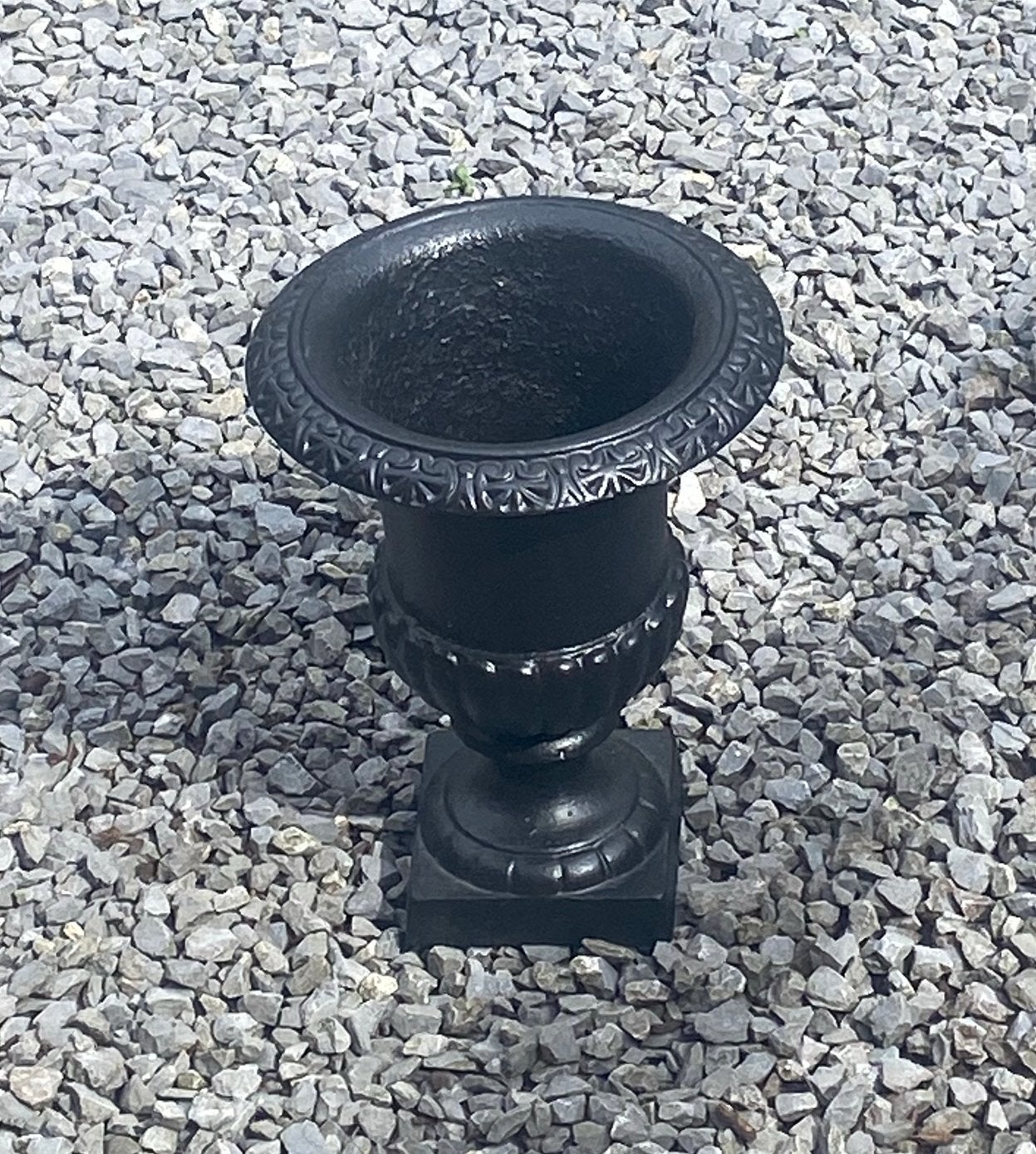 Bloempot op sokkel, gietijzer, Frans design, zwart, IZGST, Tuin en Terras, Rond, Ophalen of Verzenden, Zo goed als nieuw, Metaal