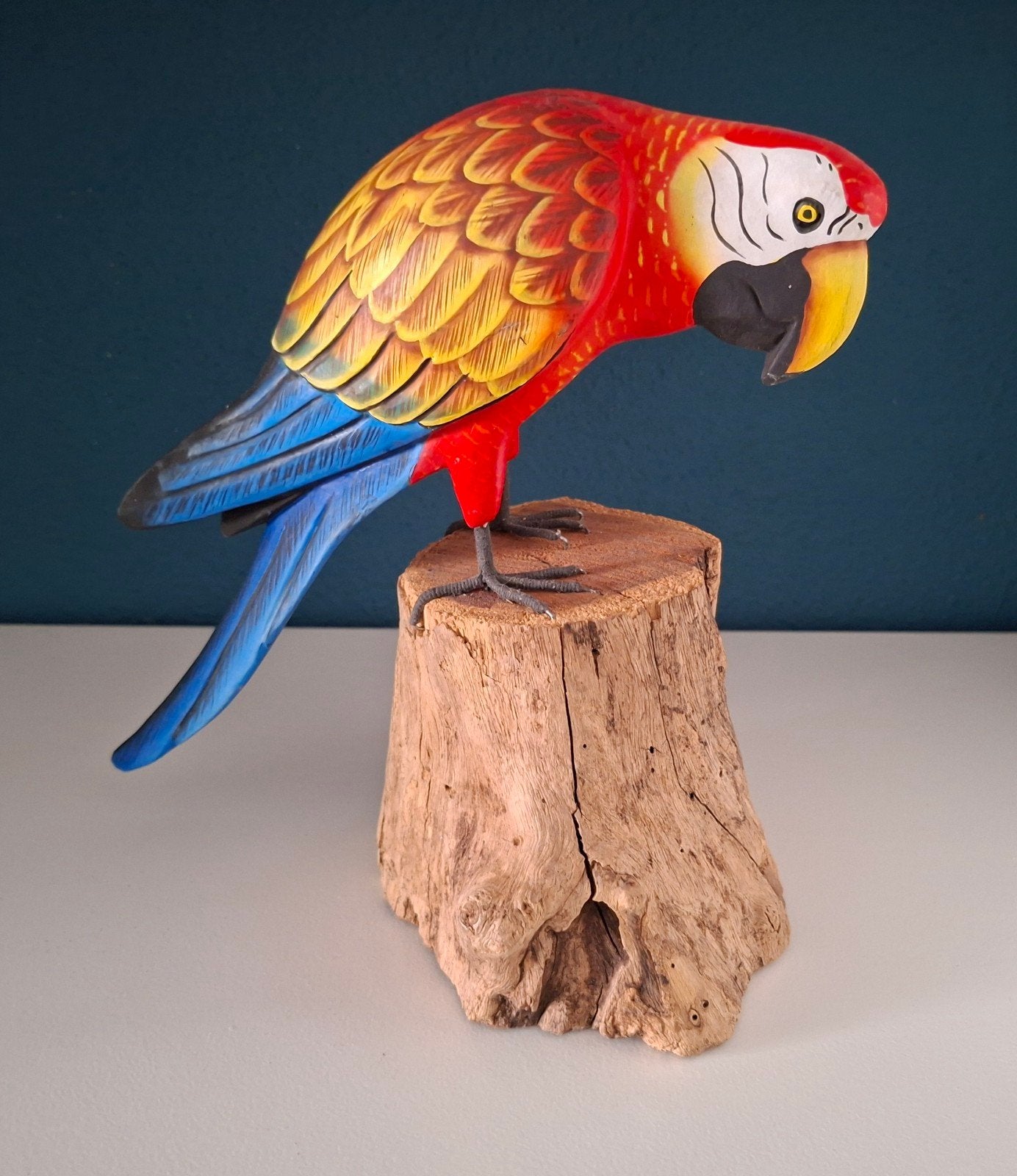 Fairtrade houten papegaai op stronk, Ophalen of Verzenden, Dier