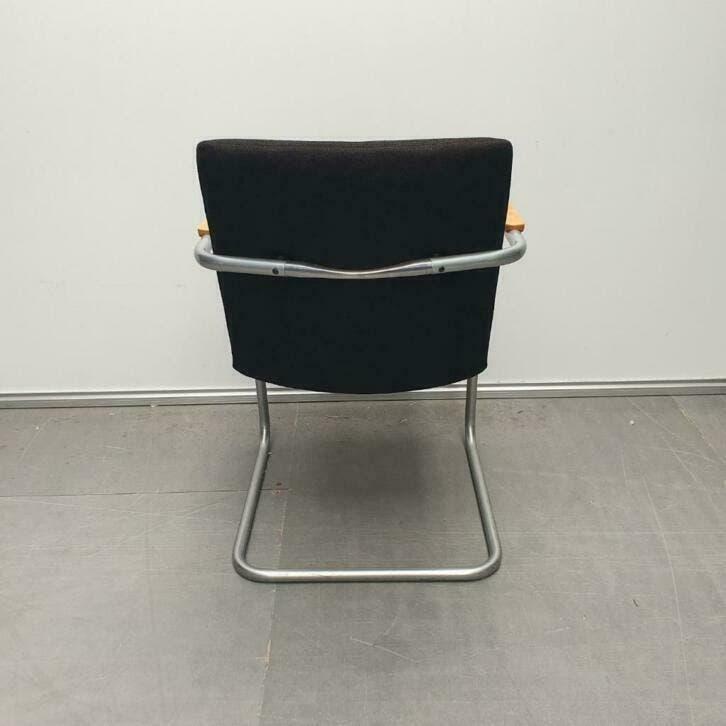 Lande vergaderstoelen met slede frame grijs zwarte stof, Huis en Inrichting, Stoelen, Ophalen, Gebruikt, Vijf, Zes of meer stoelen