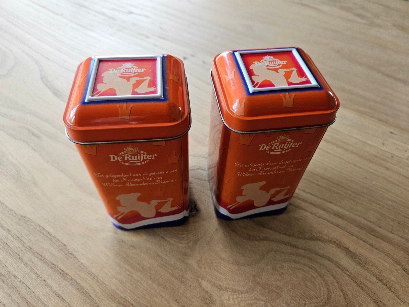 2x De Ruijter Oranje Muisjes blik - Koningskind, Ophalen of Verzenden, Zo goed als nieuw, Verpakking