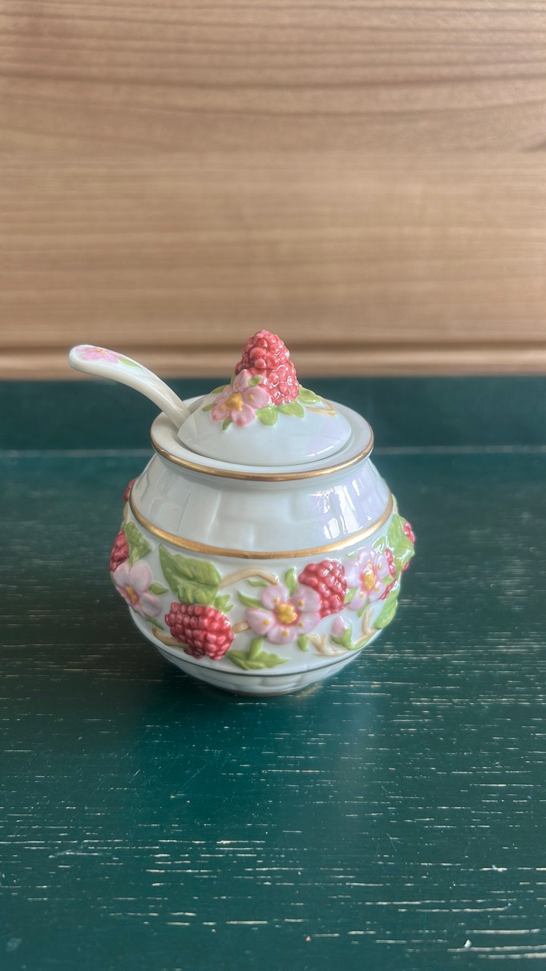 Le Cordon Bleu jampotje framboos Franklin Mint 1988, Verzamelen, Ophalen of Verzenden, Zo goed als nieuw, Porselein, Overige typen