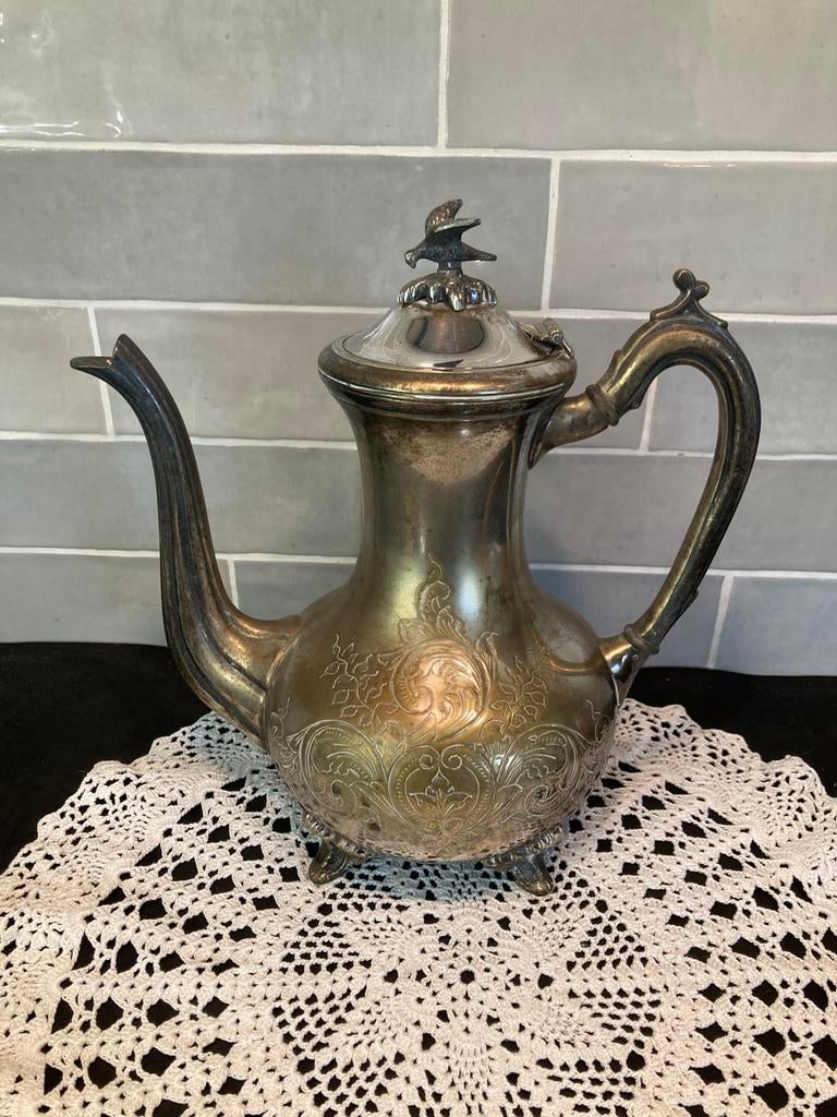 Verzilverde theepot, koffiepot EPNS (140426), Antiek en Kunst, Ophalen of Verzenden, Zilver