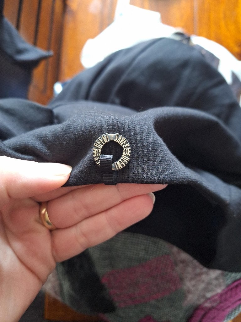 Save the Queen jurk L 42 zwart paars, Kleding | Dames, Jurken, Zwart, Maat 42/44 (L), Zo goed als nieuw, Knielengte