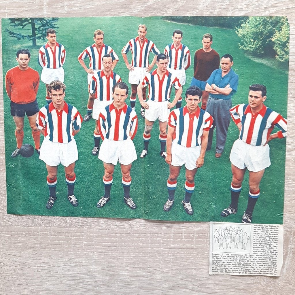Poster Willem II elftal Eredivisie 1958-59 met namen spelers, Verzamelen, Verzenden, Zo goed als nieuw, Willem II, Poster, Plaatje of Sticker