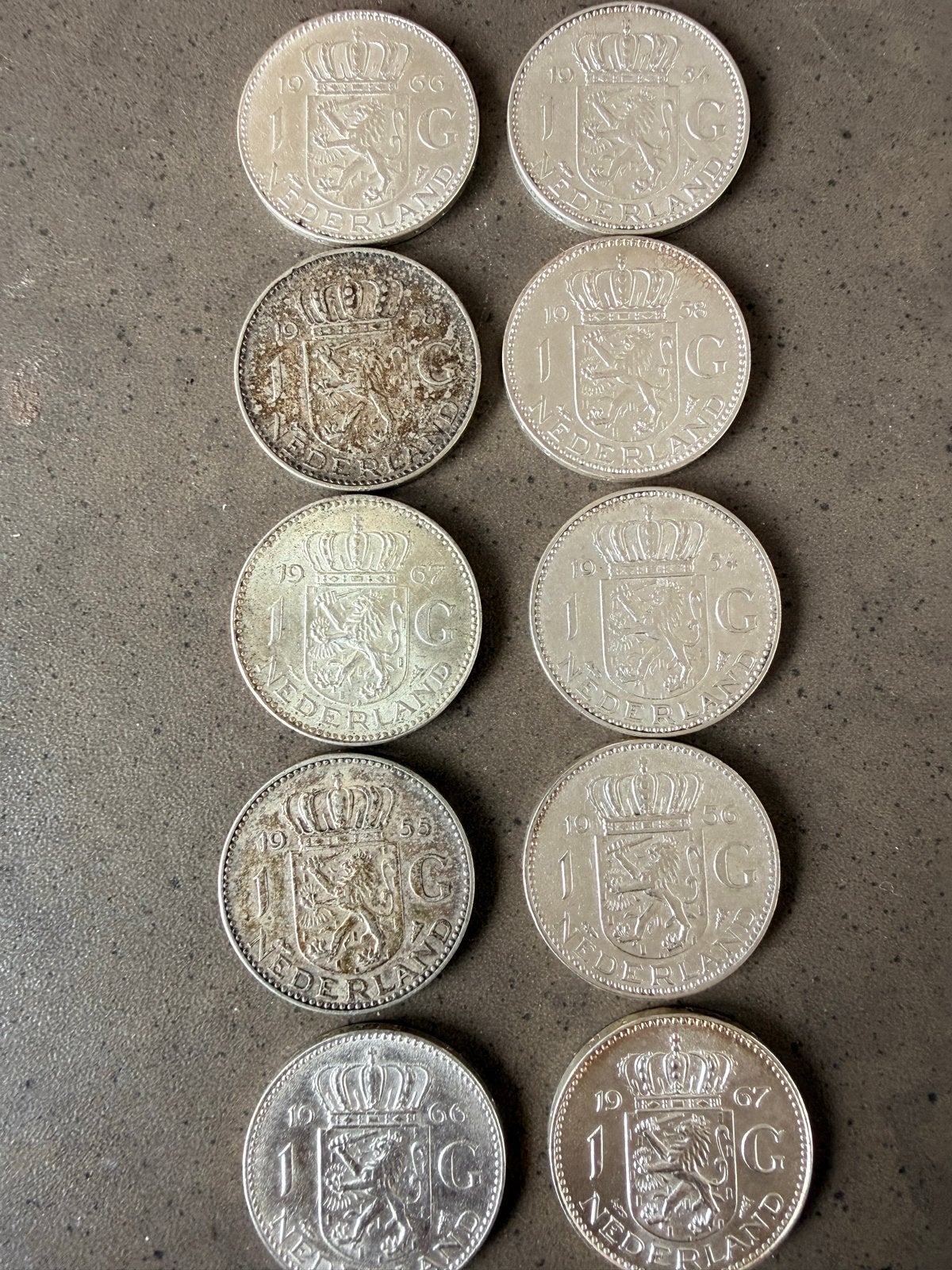 63 Zilveren Guldens Juliana 294,84 gram netto zilver, Postzegels en Munten, Munten | Nederland, 1 gulden, Koningin Juliana, Setje