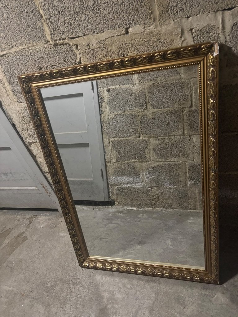 Grote spiegel met gouden baroklijst, Huis en Inrichting, Ophalen, Gebruikt, 100 tot 150 cm, Rechthoekig