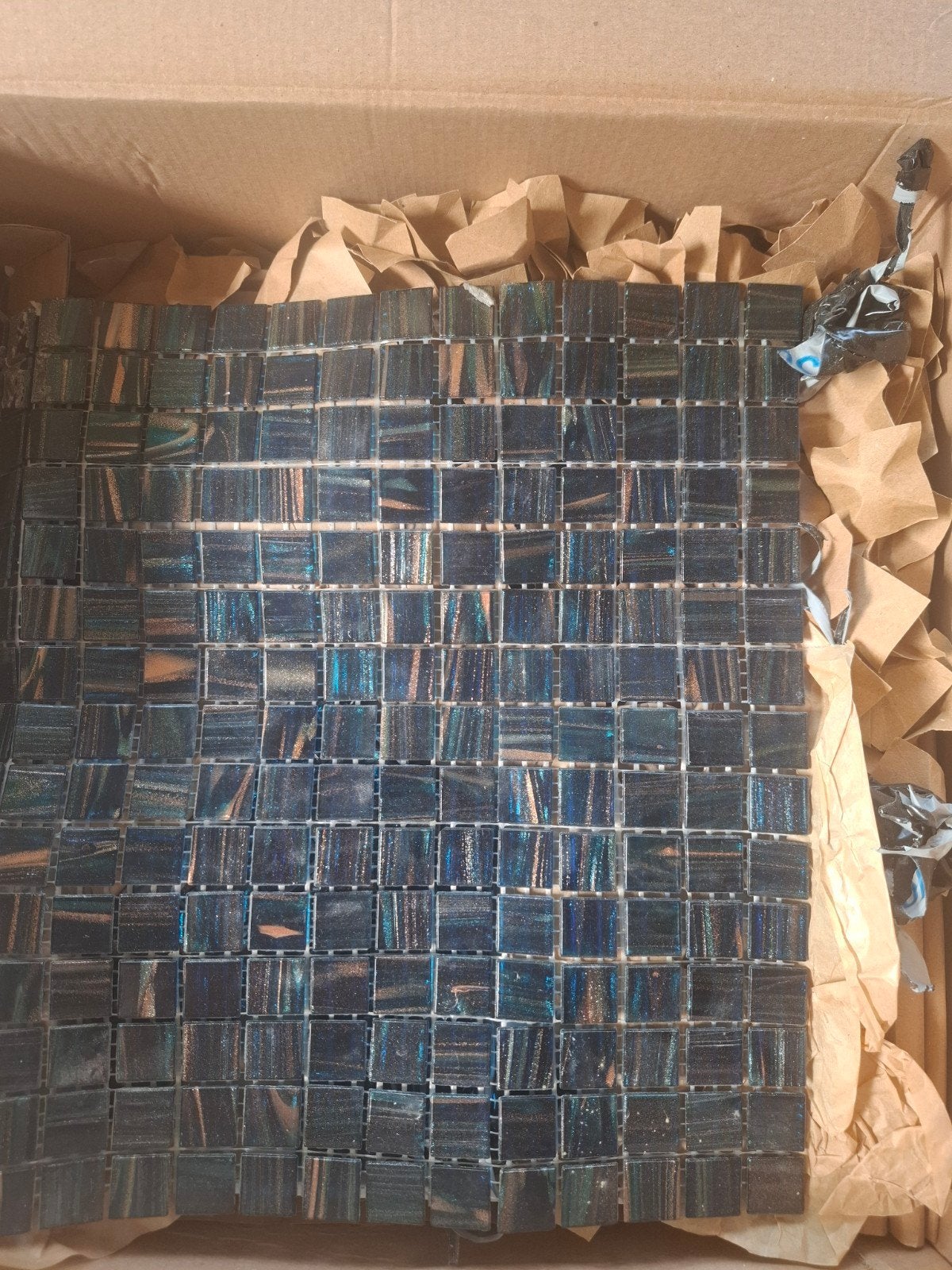 Glazen mozaïek tegels blauw 32,3x32,3cm - 1m² nieuw, Tuin en Terras, Tegels en Klinkers, Ophalen, Overige materialen, Overige typen