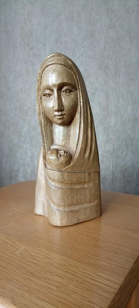 Houten beeld van Madonna met kind, Antiek en Kunst, Antiek | Religie, Ophalen of Verzenden