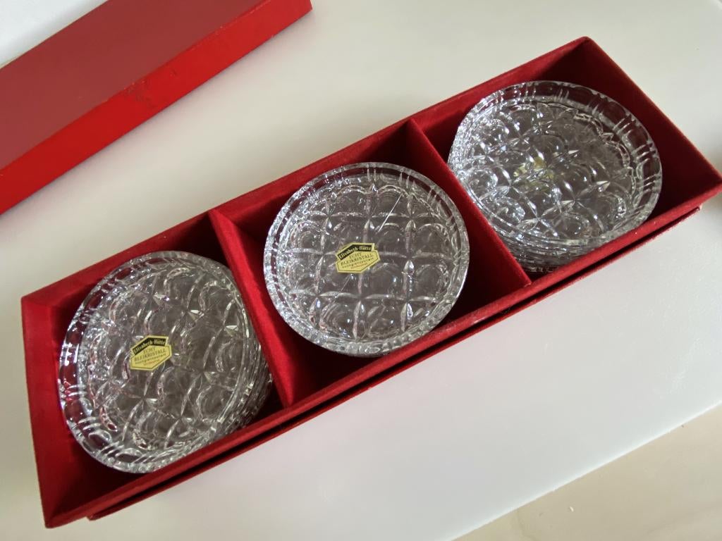 Doos Elisabeth Hütte Kristal Bleikristal onderzetters 12 x, Antiek en Kunst, Ophalen of Verzenden