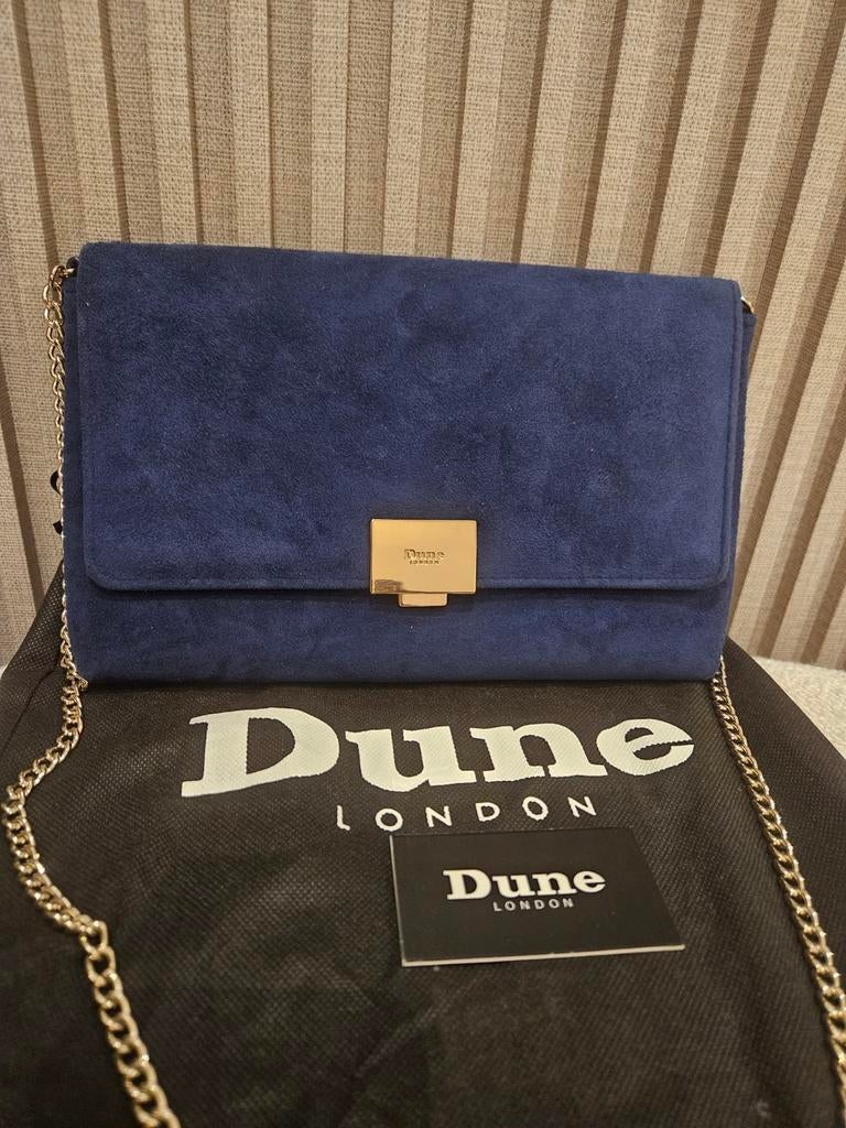 Dune blauwe suede tas - zo goed als nieuw, Ophalen of Verzenden