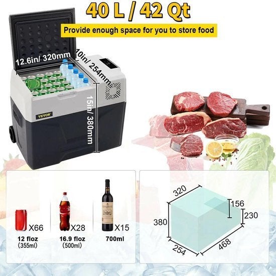 Koelkast - Minikoelkast - Minikoelkast voor drankjes - 42Qt, Corvance B.V., Verzenden, Nieuw, Corvancebol@gmail.com