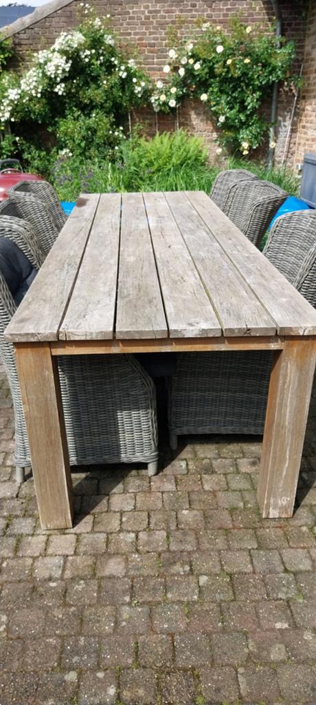 Grote diningset/tuinset teak, Tuin en Terras, Tuintafels, Ophalen, Gebruikt, Rechthoekig