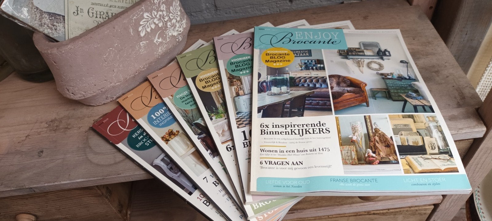 6 nummers Enjoy Brocante voorheen Brocante Blog jaar 2019, Ophalen of Verzenden, Zo goed als nieuw, Damesbladen