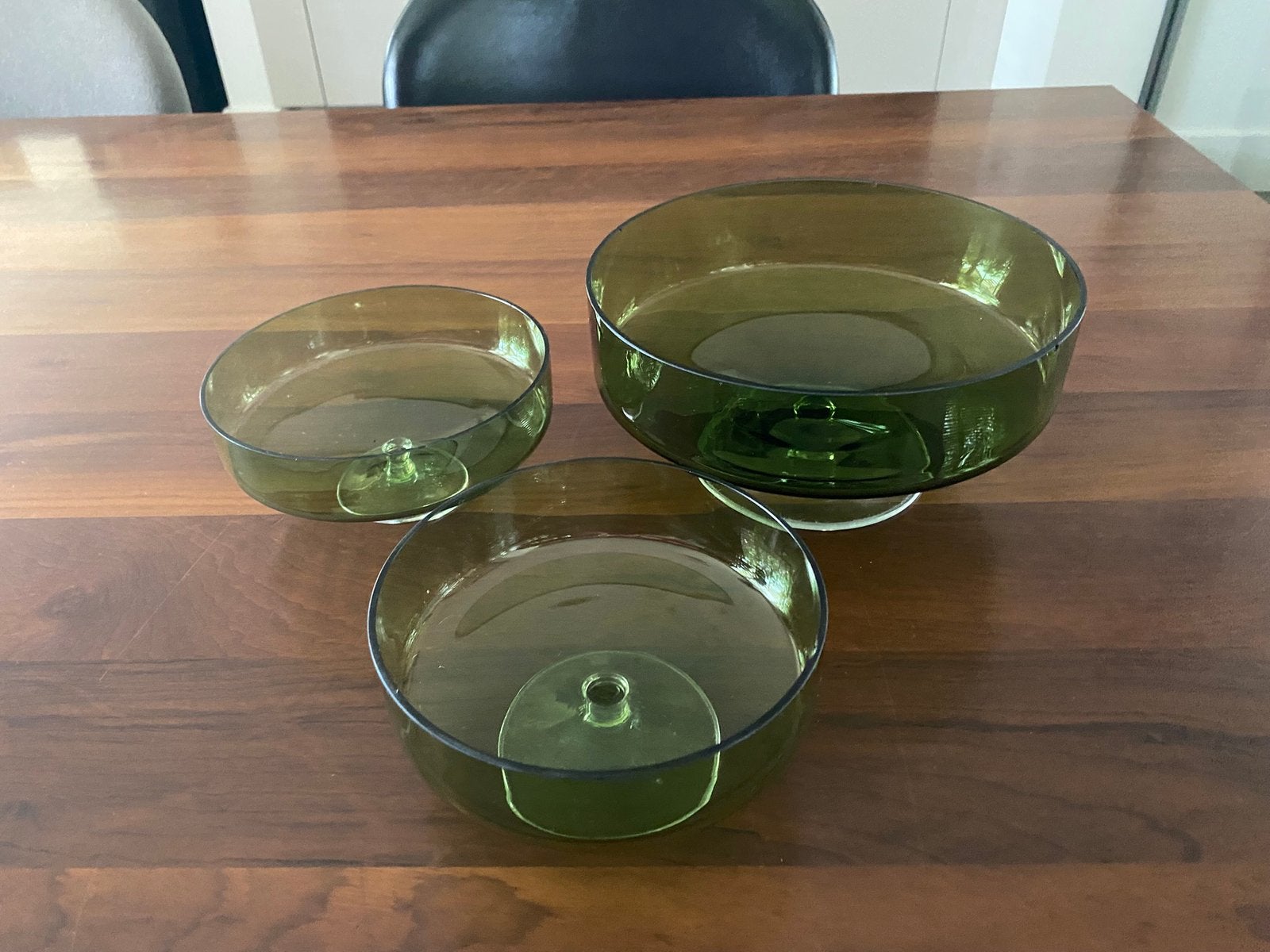 Vintage glazen schalen set 3 delig jaren 60, Ophalen of Verzenden, Zo goed als nieuw, Rond, Glas