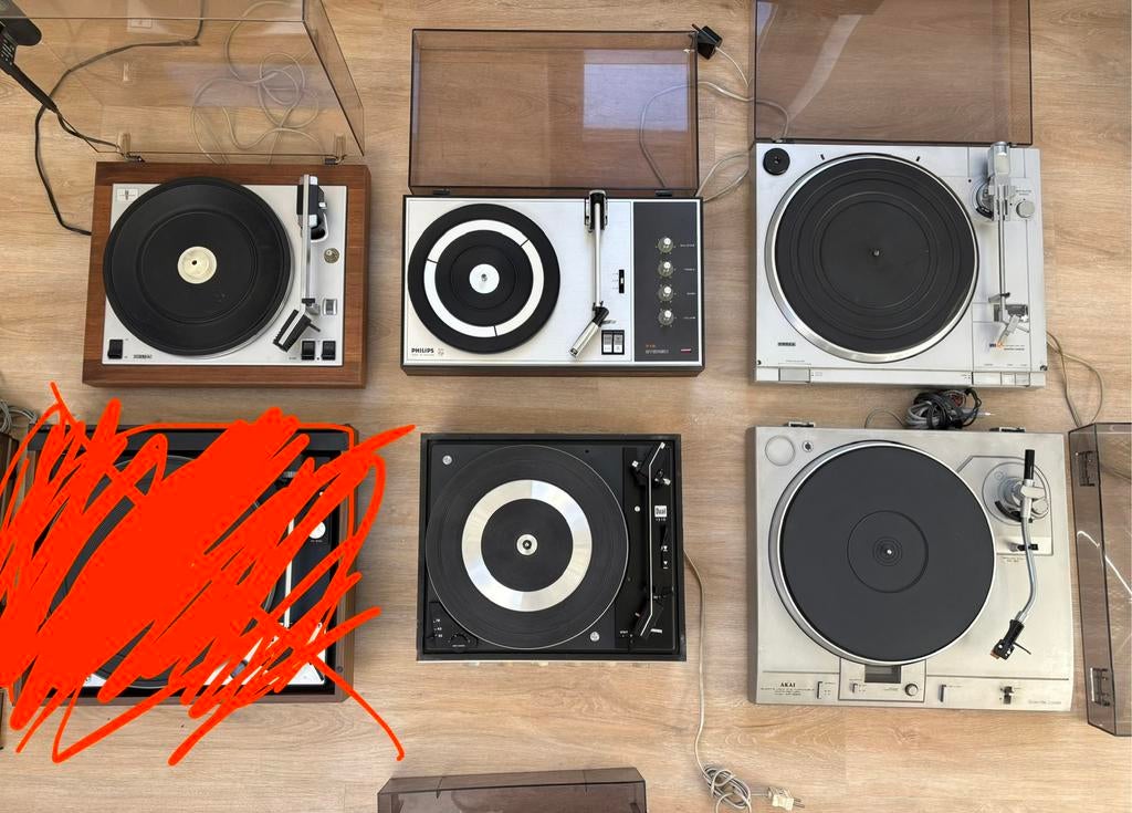 5 vintage platenspelers te koop: Philips, Dual, Akai, Erres, Audio, Tv en Foto, Ophalen, Gebruikt, Dual