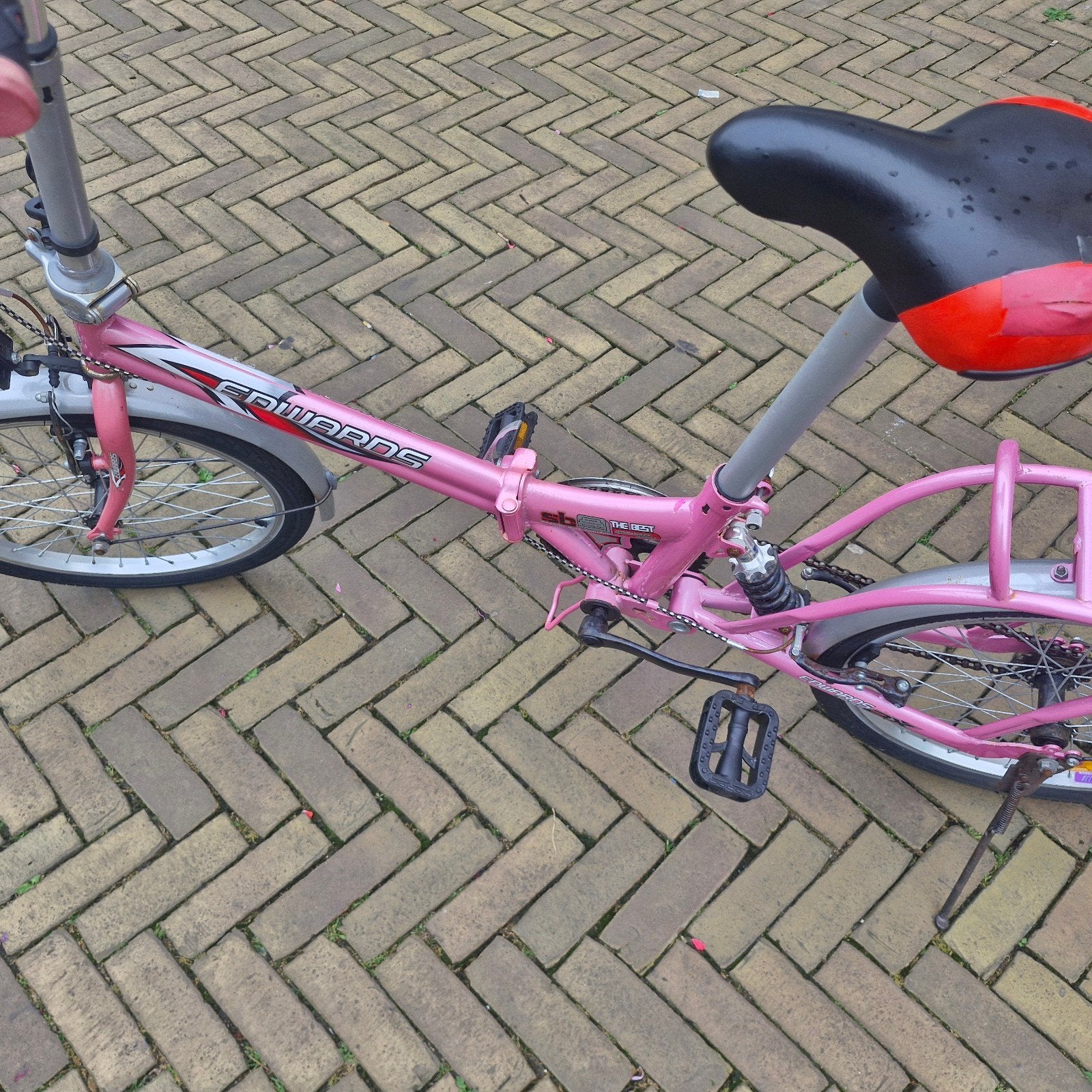 Roze opvouwbare fiets - Edwards - 20 inch, Fietsen en Brommers, 20 inch of meer, Gebruikt, Velgrem, Totaal opvouwbaar