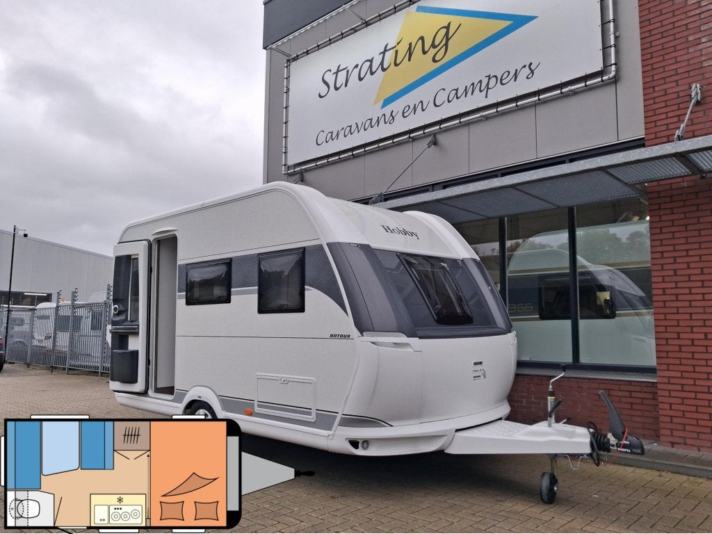 Hobby Ontour 390 SF NIEUW!! DWARSBED!!, Caravans en Kamperen, Schokbreker, Hobby, Bedrijf, Treinzit