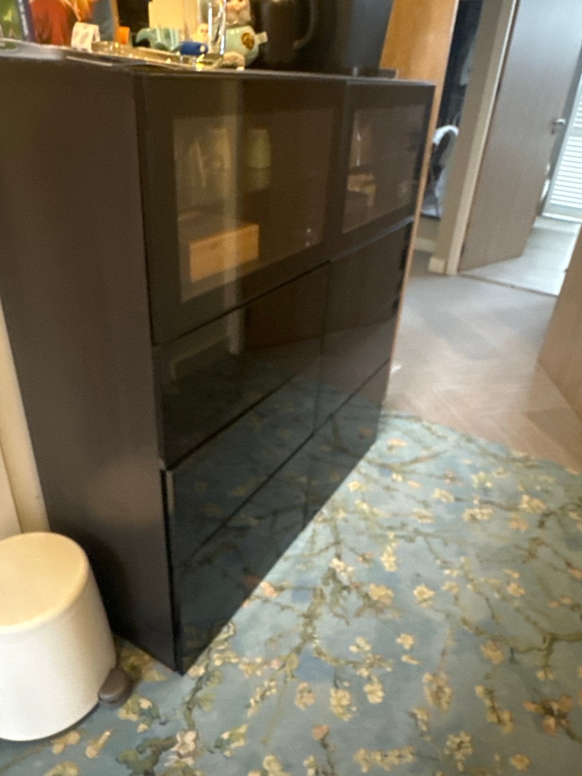 IKEA Besta Kast Zwart met Vitrinedeuren en Laden, Ophalen, Gebruikt