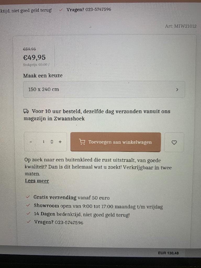 buitenkleed, Ophalen, Zo goed als nieuw