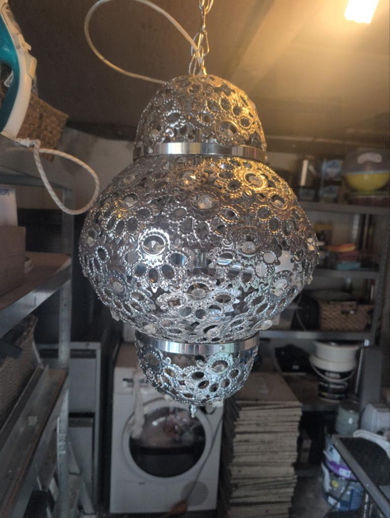 Arabische lamp met 3 lichtpunten, Ophalen of Verzenden, Gebruikt, Metaal, Arabisch, Oosters
