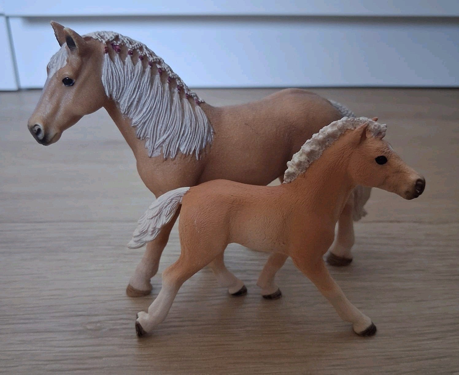 Schleich Haflinger merrie en veulen (13812 en 13814), Ophalen of Verzenden, Zo goed als nieuw
