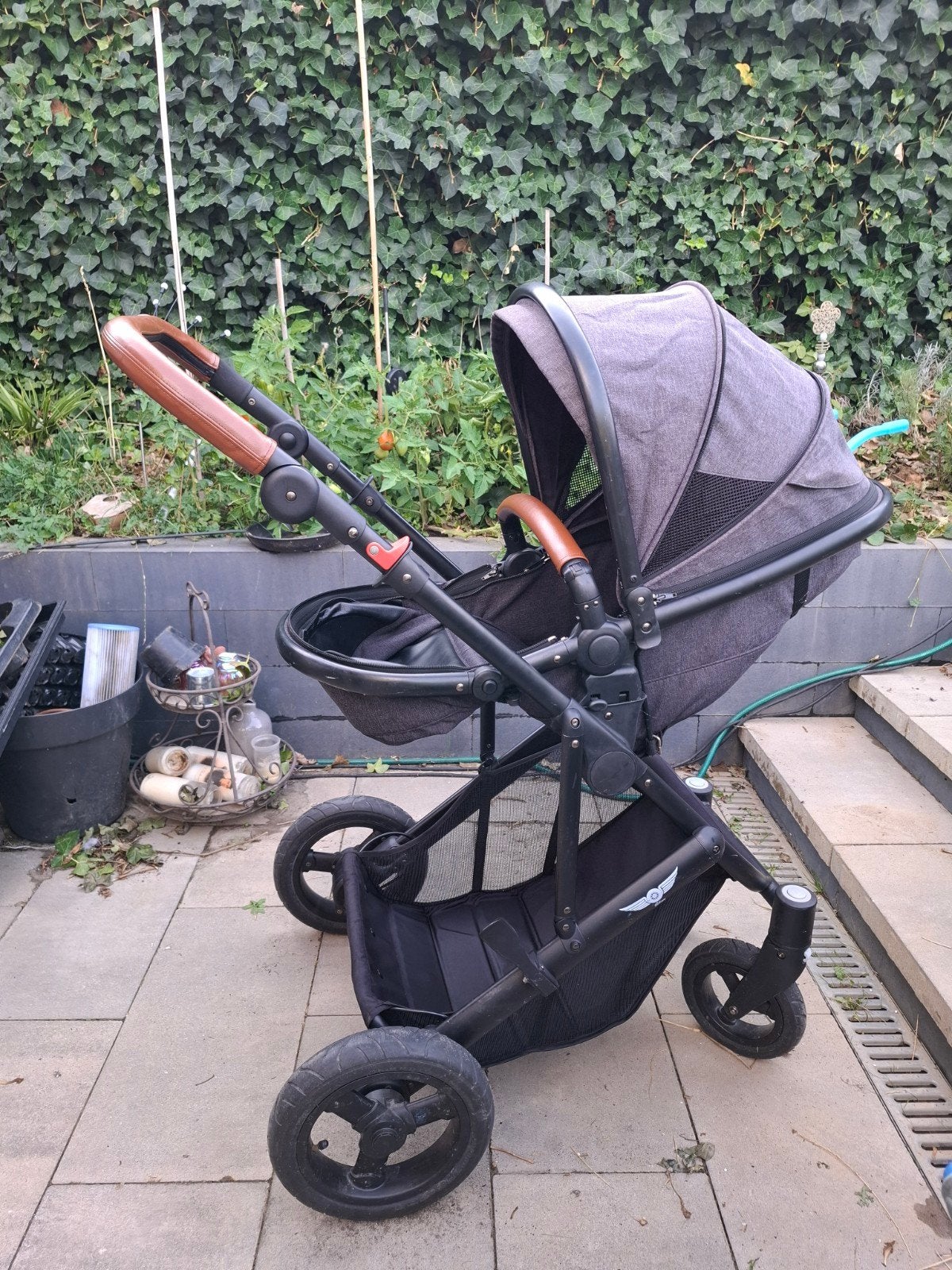 Slee kinderwagen - Grijs met bruine accenten, Ophalen of Verzenden, Gebruikt, Overige merken