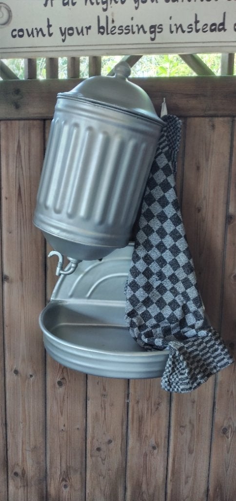 Oud emaille waterreservoir grijs metallic, Antiek en Kunst, Verzenden