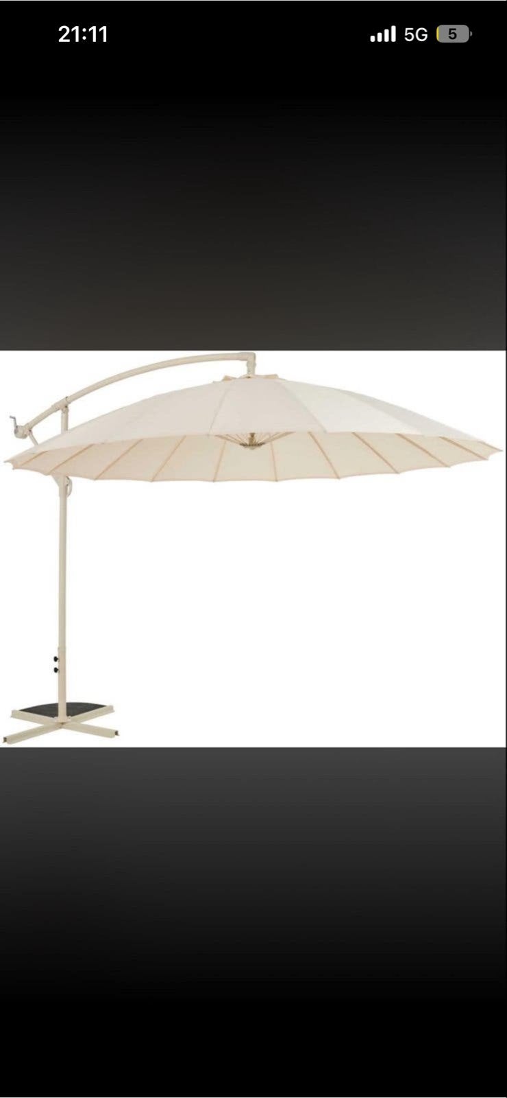 Zweefparasol rond zandkleurig en beige stang, Kantelbaar, Nieuw, Zweefparasol, 2 tot 3 meter