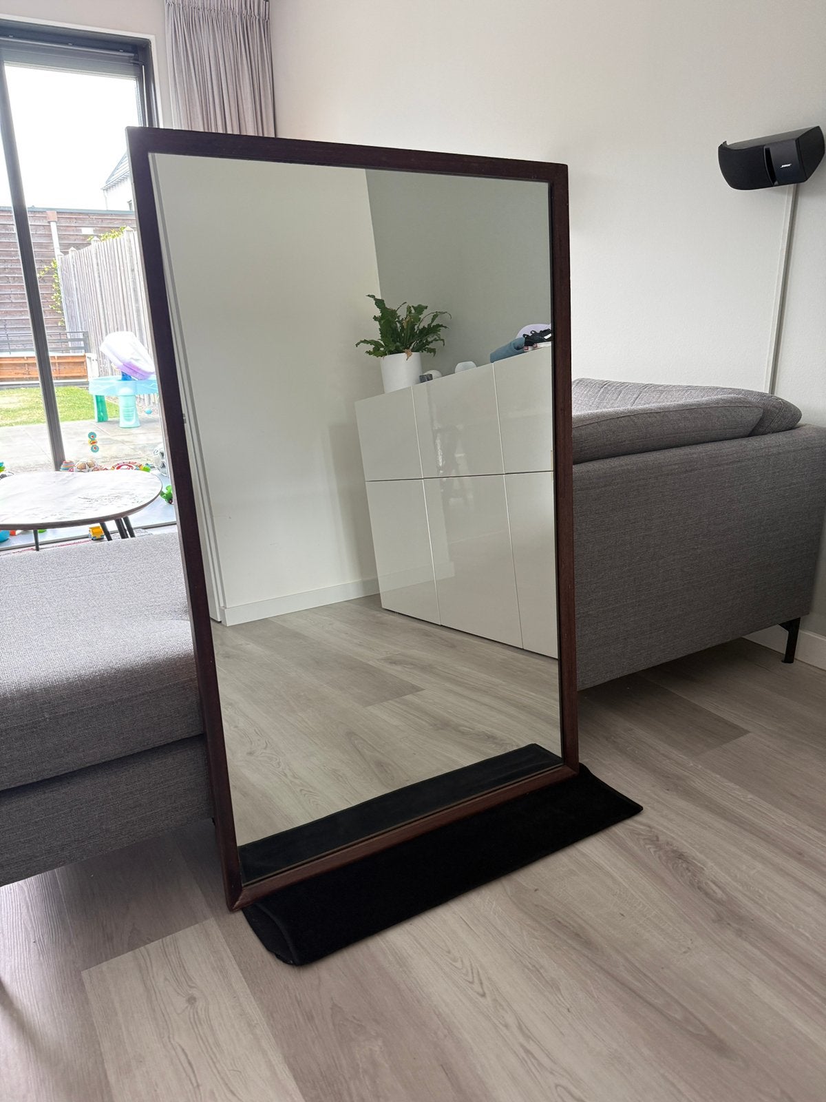 Grote spiegel, zware kwaliteit 125x80cm teak hout antiek, Huis en Inrichting, Woonaccessoires | Spiegels, Ophalen, Gebruikt, 100 tot 150 cm