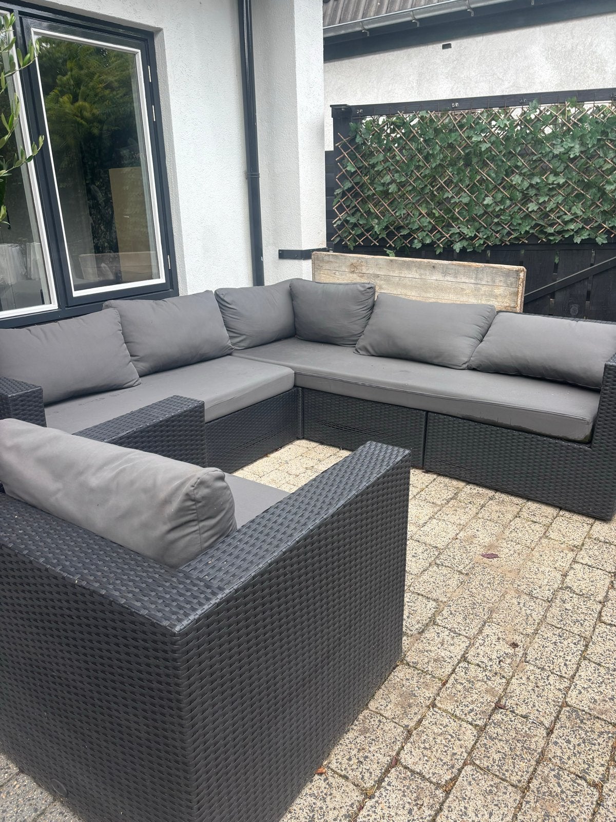 Wicker loungeset met kussens 240c240