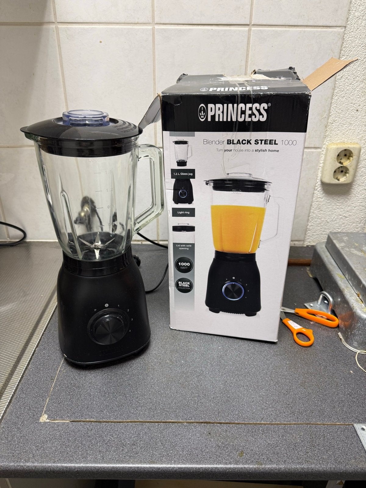 Princess Blender Black Steel 1000W - Zo goed als nieuw, Ophalen of Verzenden, Zo goed als nieuw
