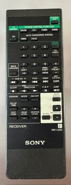 Sony AV afstandbediening RM-U252, Audio, Tv en Foto, Ophalen of Verzenden, Gebruikt, Origineel, Dvd
