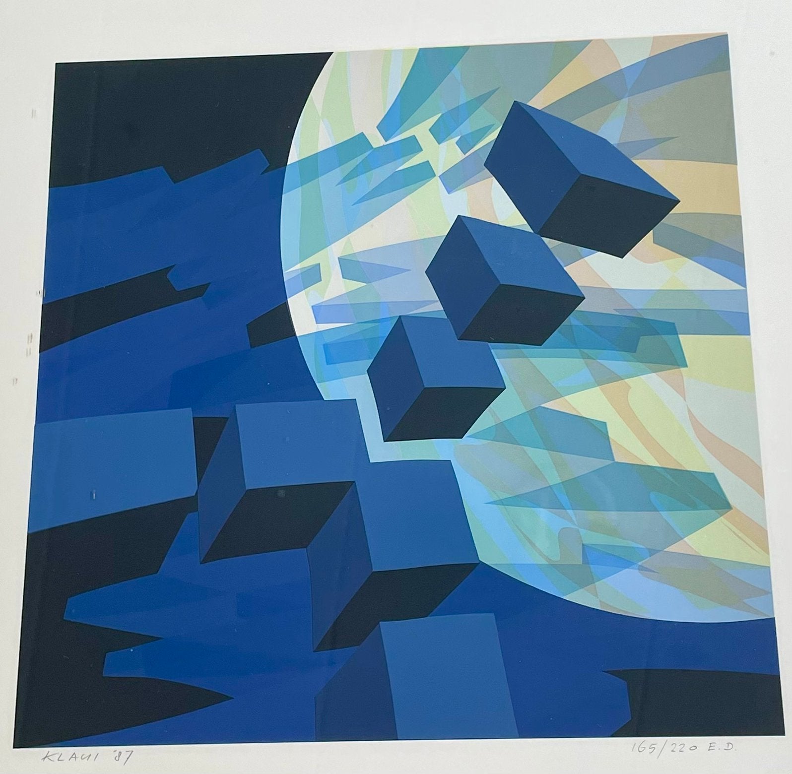Ingelijste zeefdruk Klaui. Gesigneerd., Antiek en Kunst, Kunst | Litho's en Zeefdrukken, Abstract, Zeefdruk, Ophalen of Verzenden
